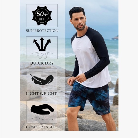 NWT Angel Season Black and White Long Sleeve Swim Shirt 2XL - Picture 2 of 8